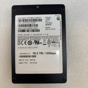 Netapp/samsung PM1643 MZ-ILT15T0 MZILT15THMLA-000G3 X670A SP-670A 15.3 TB 12 Gbps 2.5" Solid State Drive